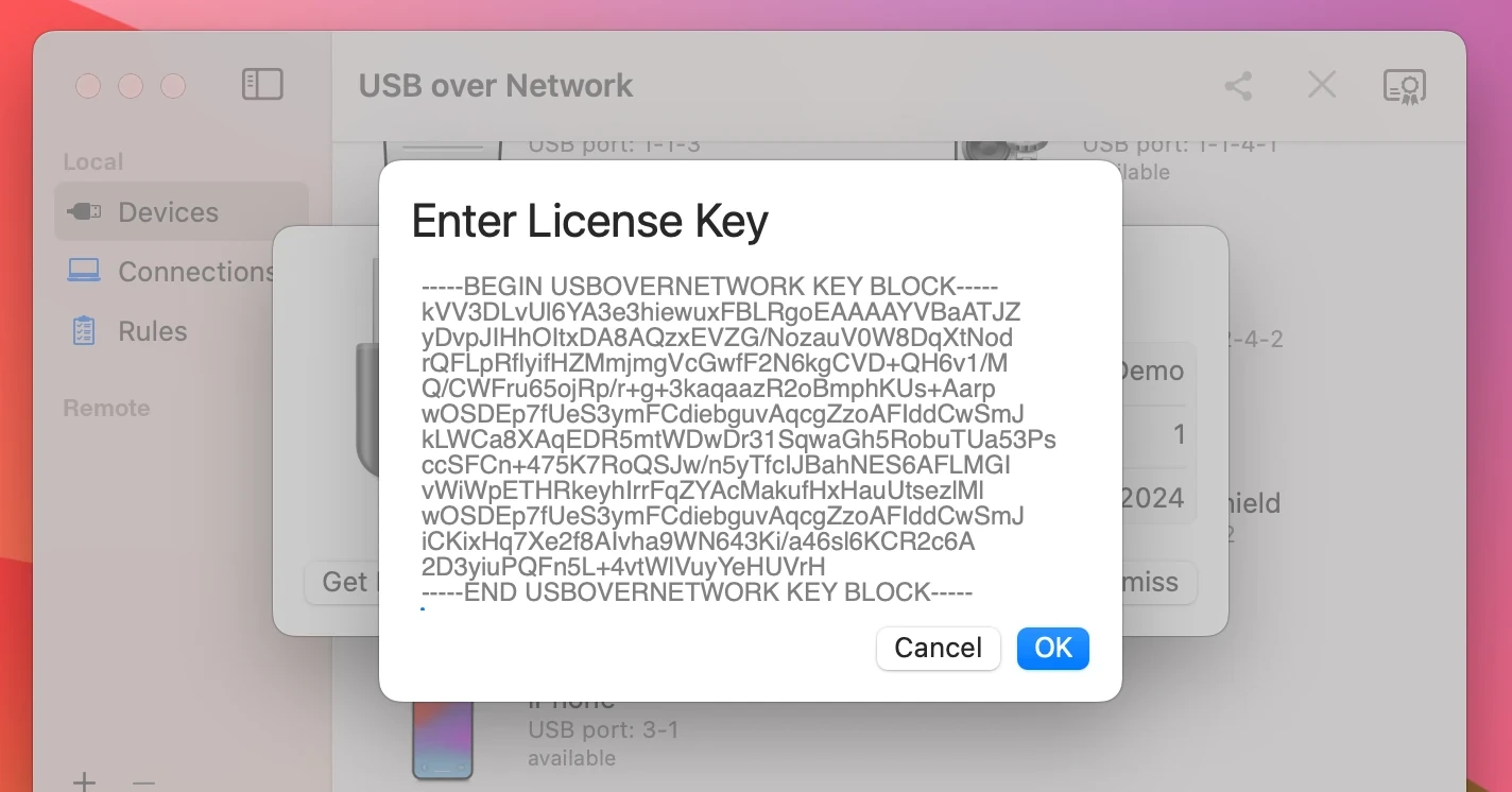 Entered License Key